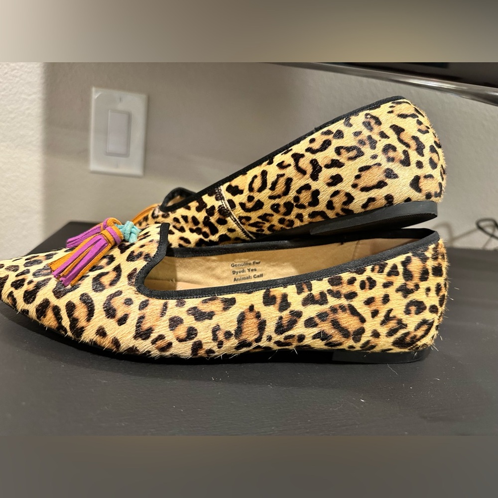 Hush Puppies Leopard-Print Pointed Flats with Colorful Tassels - Picture 3 of 5